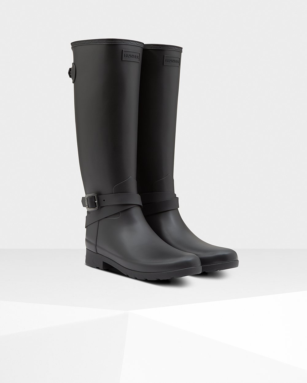 Botas de Lluvia Altas Hunter Mujer - Refined Slim Fit Adjustable - Negros - MBISUAP-71